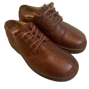 Brown Leather Lace Up chunky Shoes Casual Comfort Walking Oxfords Y2K 2000s